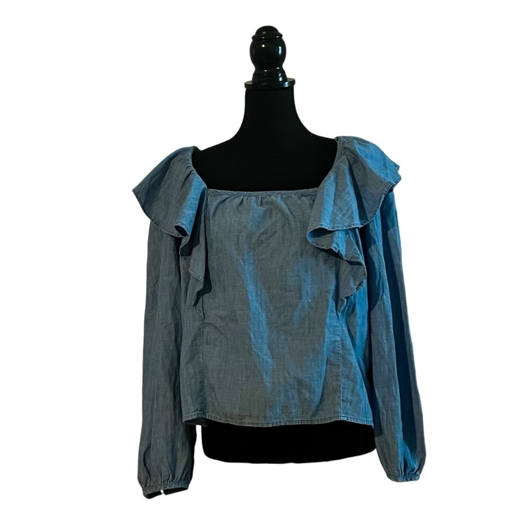 J. Crew Vista Blue Wash Chambray Top, Size Large